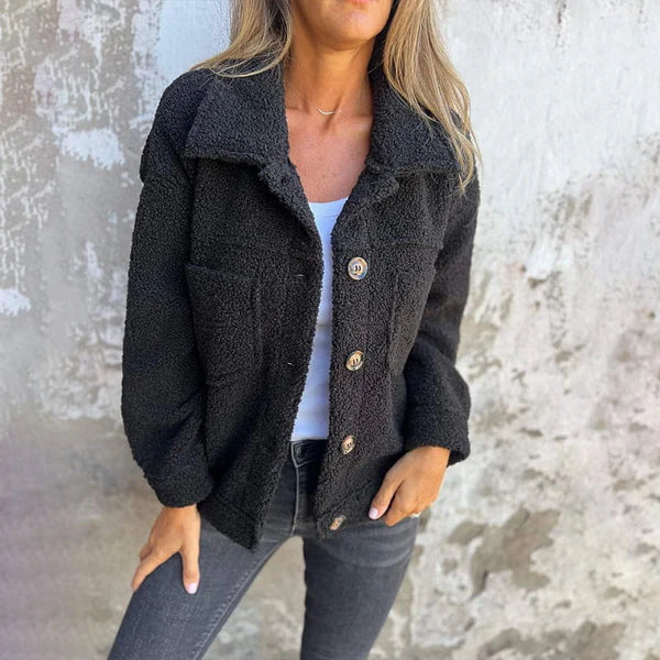 Zoe™ – Stylish Short Wool Jacket with Lapel for an Elegant Appearance